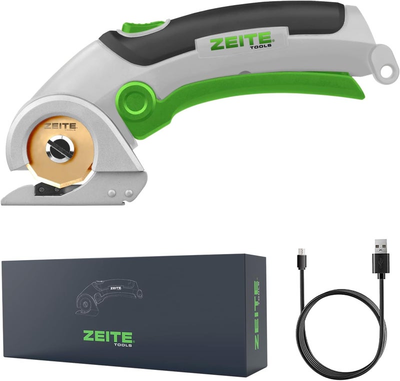 zeite 4V Electric Cardboard Box Cutter,Cordless Scissors with Titanium Coated HSS Blades,Ideal for Cardboard Recycling,Leather Carpet Fabric Cutting,Sewing,Crafting,Color Box - Image 1